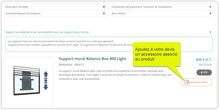 ajouter un accessoire au devis