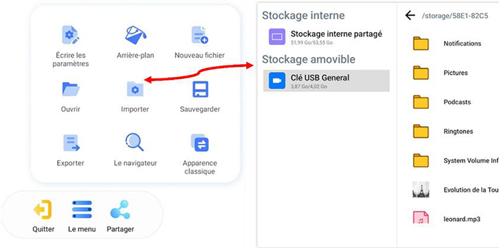 Importation de médias et autres fichiers depuis l’outil « Importer »