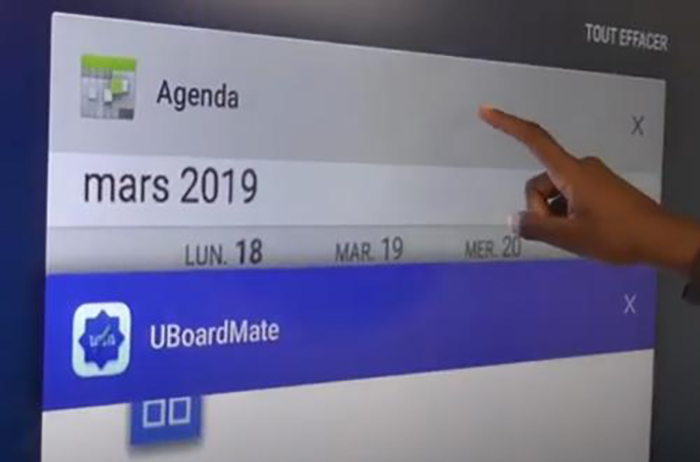 Affichage des deux applications ouvertes : Agenda et Uboardmate