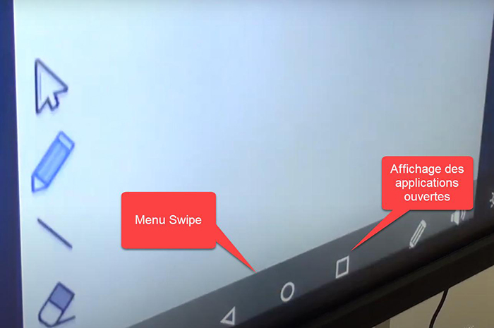 Menu Swipe et bouton d’affichage des applications ouvertes