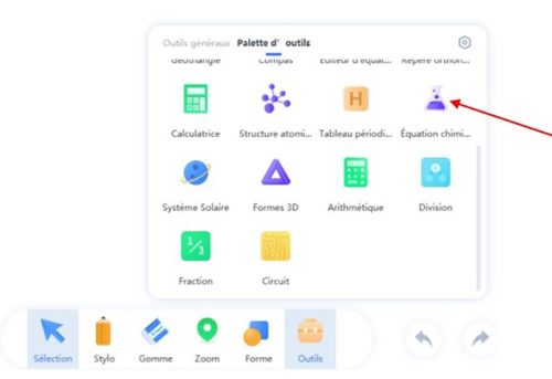 Accès à l'outil Equation chimique